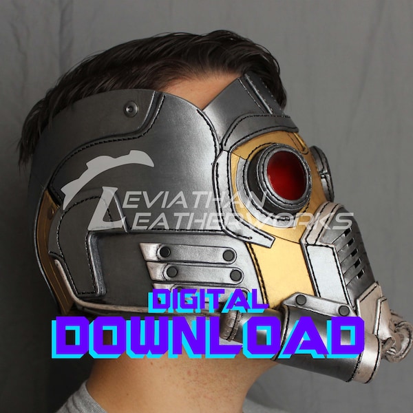 PATRÓN de casco Star Lord (inspirado) - Patrón de cuero PDF - Cortable con láser - Guardianes de la Galaxia (inspirado) - Plantilla de máscara de disfraz