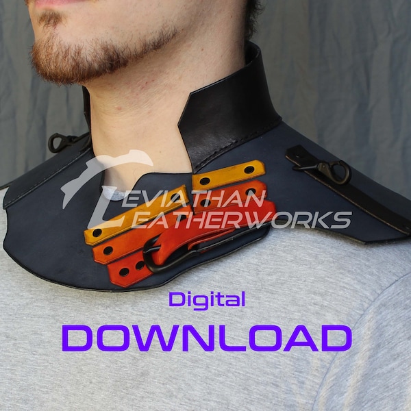 Leather PDF Pattern - Gorget PATTERN - Shoulder Armor Cosplay Pattern - Cosplay Template - Neck Armor - Sci-Fi