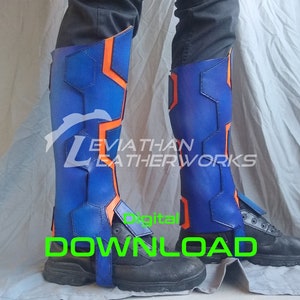 Padrão de couro em PDF - PADRÃO de polaina - Padrão de cosplay de polaina - Modelo de armadura de cosplay - Cyberpunk - Techwear