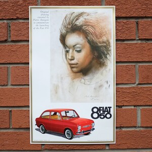 Fiat 850, manifesto originale d'epoca, anni '60