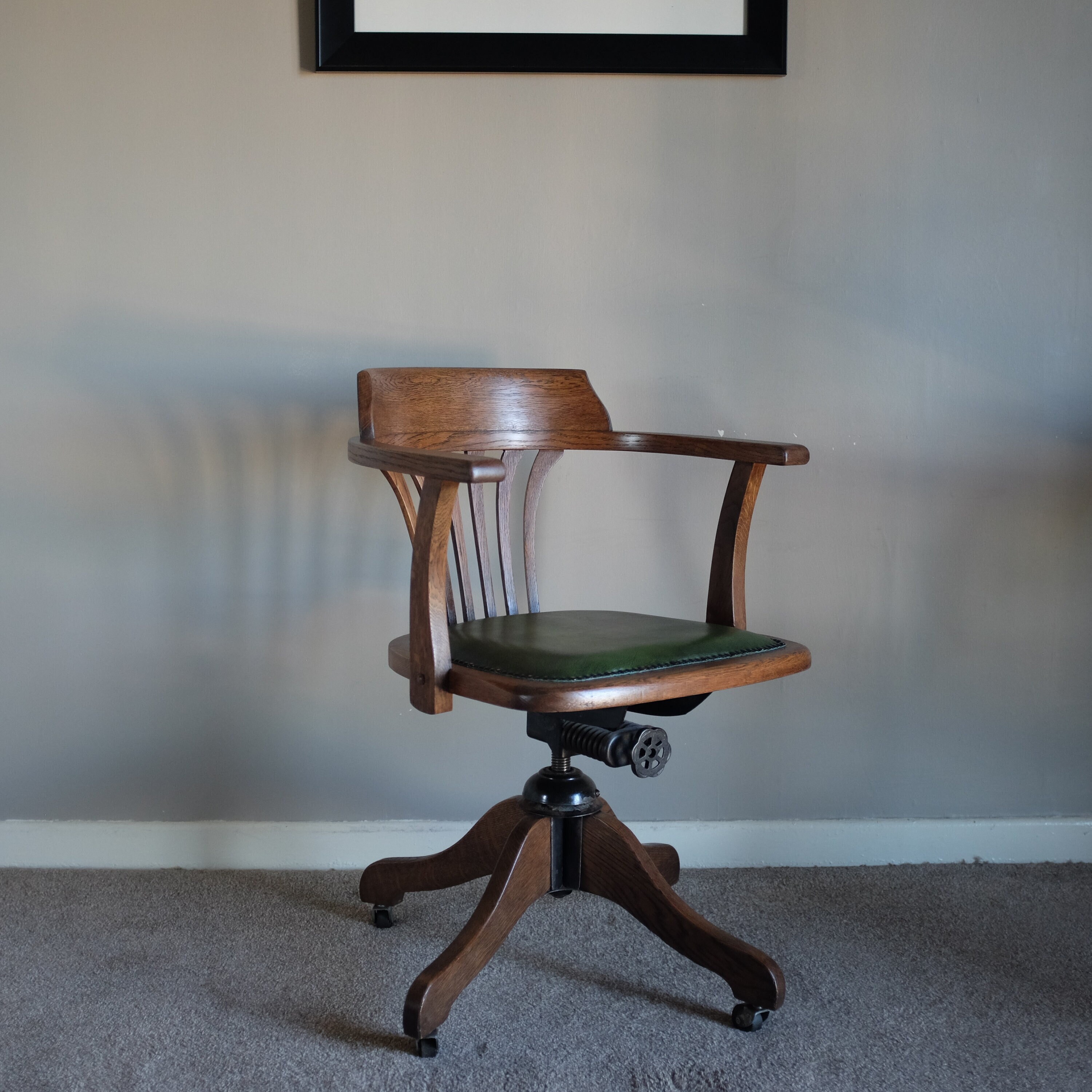 Antique Edwardian Oak Captains Swivel Desk Chair C1900 675184 atelier