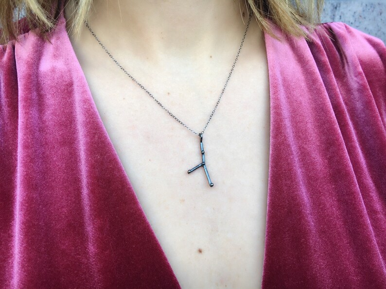 Edgy Jewelry Celestial Necklace Black Jewelry Cancer Constellation Necklace Cancer Necklace Zodiac Necklace Sterling Silver
