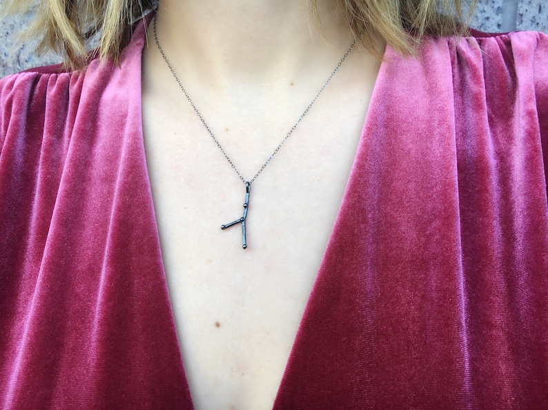 Edgy Jewelry Celestial Necklace Black Jewelry Cancer Constellation Necklace Cancer Necklace Zodiac Necklace Sterling Silver