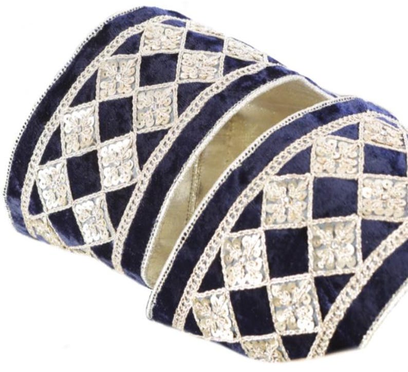 LUXE Designer Ribbon - 5 Yards, 4 Inch, Blue Velvet Ribbon, Navy Velvet ...
