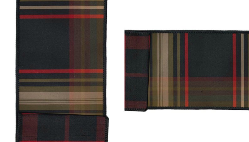 Red Plaid Back : 4 X 10yds Taffeta Black And Sage Green Plaid Taffeta Ribbon Fall /& Thanksgiving LUXE Designer Ribbon Black Wire Edge