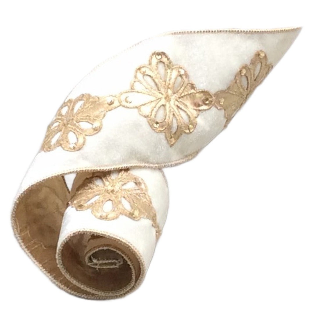 LUXE Designer Ribbon 4 X 5yds Ribbon, White Velvet Ribbon, Jeweled ...