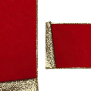 LUXE Designer Ribbon: 4 X 10yds Velvet Metallic Gold Back Gold Wire Edge Full Roll Red Velvet Ribbon wGold Glitter Snowflakes