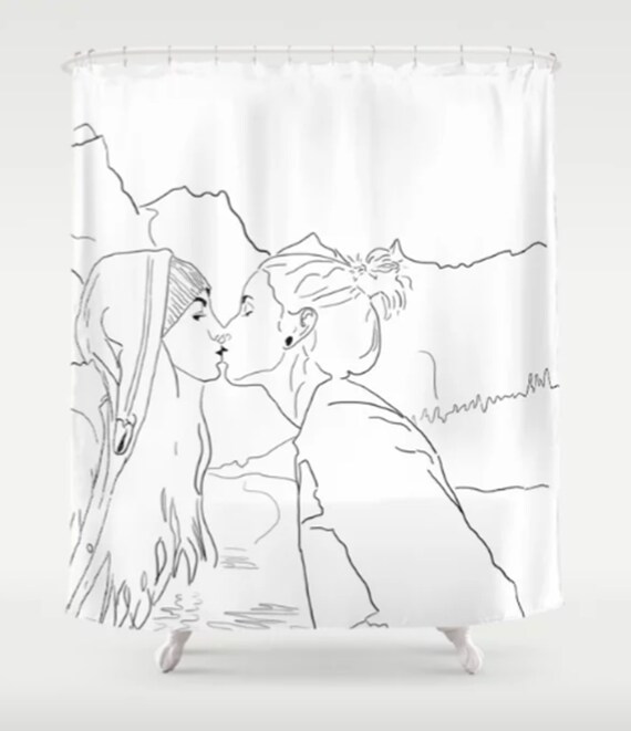 Lesbian Artwork Shower Curtain West Coast Heartbeat Etsy