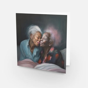 Jeunes et amoureux : Étude 1 / Carte lesbienne / Œuvre d’art lesbienne / Saint-Valentin / Mariage lesbien / Deux mariées / Carte d’amour / Romantique lesbienne