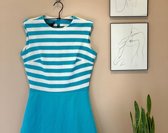 Vintage 1960s Trends by Jerrie Lurie Light Blue & White Striped Dress