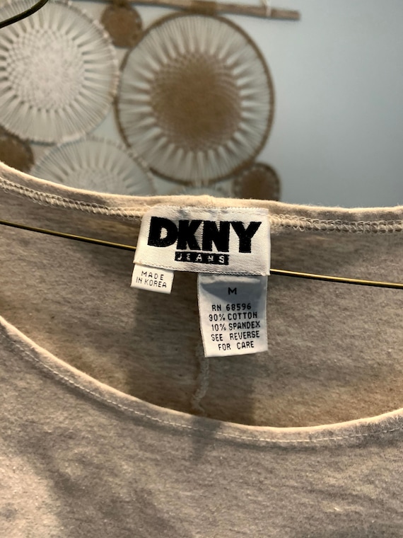 Vintage 1990s DKNY Jeans Gray Scoop Neck Long Sle… - image 3
