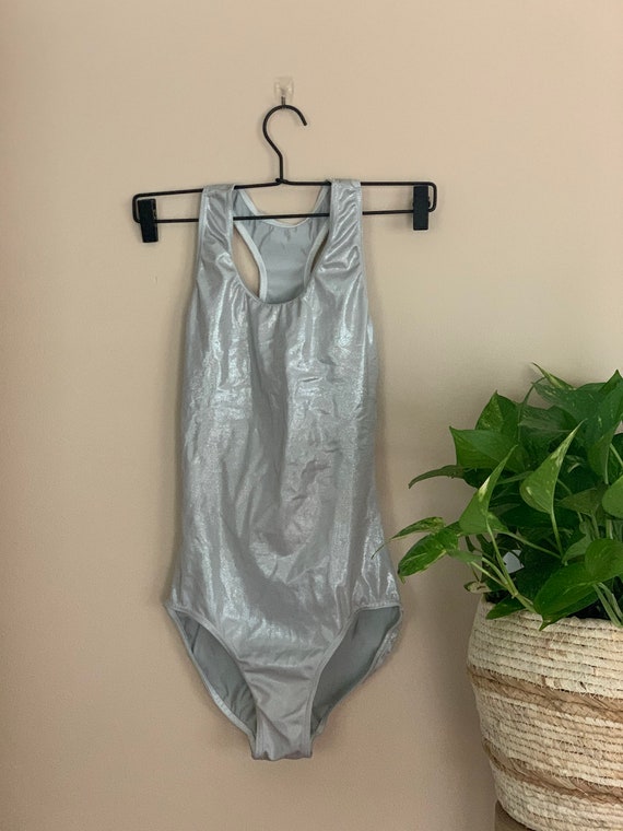 Vintage 1990s Balera Dancewear Silver Leotard: Siz