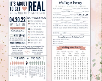 Funny Infographic Wedding Program / Games & Activities / Word Search / Custom / Mad Lib / Printable / Fun / Popular / Best Seller