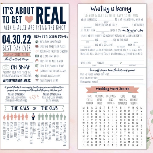 Funny Infographic Wedding Program / Games & Activities / Word - Etsy Funny Infographic Wedding Program / Games & Activities / Word - Etsy