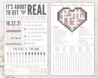 Funny Infographic Wedding Program / Games & Activities / Word Search / Custom / Crossword Puzzle / Printable / 6x10" / Popular