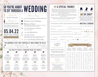 Funny Infographic Wedding Program / Games & Activities / Word Search / Custom / Mad Lib / Printable / Pets / Popular / Elegant / Classy