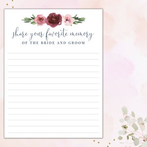 Actividad de ducha de boda / Mi tarjeta de memoria favorita / Imprimible / Bridal Shower / Recuerdos / Invitados / Diversión en la fiesta / Cena de ensayo / Recepción