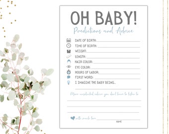 Baby Shower Games / Activities / Predictions / Advice / Printable / Guess the Due Date Game / Guests / Fun / Gender Reveal