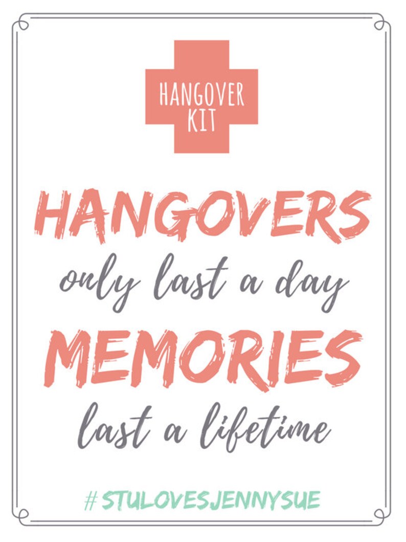 hangover kit printable tags brown paper bag diy labels etsy