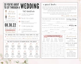 Funny Infographic Wedding Program / Games & Activities / Word Search / Custom / Mad Lib / Printable / 6x9" / 5.5x8.5" / Popular / Fun Facts