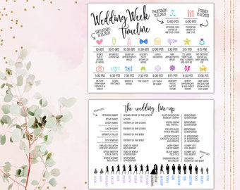 wedding Week Timeline / Schedule of Events / Itinerary / Wedding Party Communication / Infographic / Rehearsal Schedule / Printable / custom