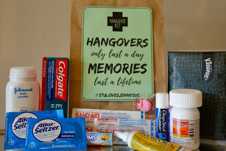 Hangover Kit Printable Tags / Brown Paper Bag / DIY / Labels / - Etsy