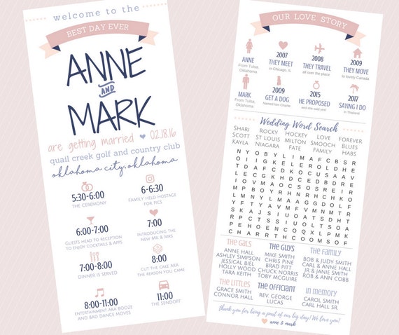 Fun Infographic Wedding Program Games Activities Word Etsy
