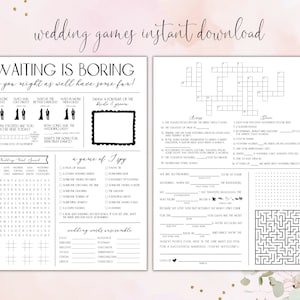Programa de juegos de boda / Ensayo / Interactivo / Diversión / Descarga instantánea / Crucigrama / Búsqueda de palabras / Actividades / Imprimible / Elegante