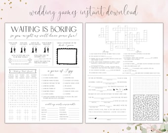 Wedding Games Program | Rehearsal | Interactive | Fun | Instant Download | Crossword | Word Search | Activities | Printable | Elegant