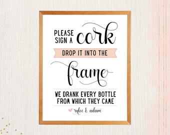 Wedding Guestbook Wine Cork Sign | Reception | Custom | Printable | 8x10 | Elegant