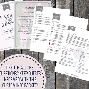 Wedding Guest Custom Printable Info Packet, Destination Weddings, Itinerary, Schedule of events, Out of town guests