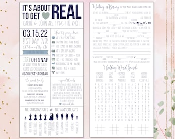 Funny Infographic Wedding Program / Games & Activities / Word Search / Custom / Mad Lib / Printable / Fun / 4.25x9" / Popular / Best Seller