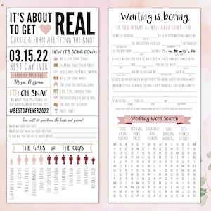 Funny Infographic Wedding Program / Games & Activities / Word Search / Custom / Mad Lib / Printable / Fun / 4.25x9&quot; / Popular / Best Seller
