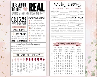 Funny Infographic Wedding Program / Games & Activities / Word Search / Custom / Mad Lib / Printable / Fun / 4.25x9" / Popular / Best Seller