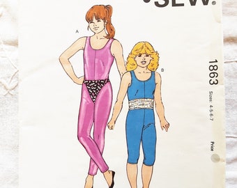 ウェア England 1999 2000 2001 Kwik Sew 1864 Pattern Girls Unitard, Trunks & Tube, UNCUT