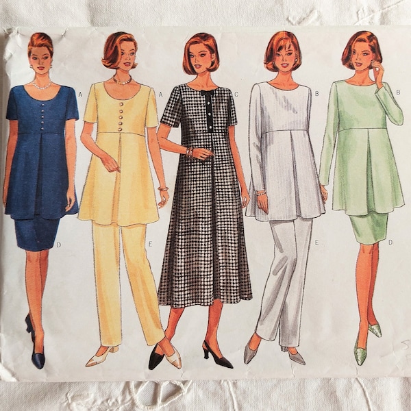 Vêtements de maternité des années 90, robe ou haut taille haute, jupe et pantalon fuselés, faciles à coudre, future maman, Butterick 4349 non coupé, taille 6-8-10-12