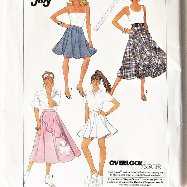 Easy to Sew, 90s Circle Skirt, Poodle Skirt, Three Lengths, Mini Skirt, Knee Length, Mid-Calf, Side Zipper, Simplicity 9954, Sizes 12-14-16