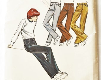 Classic 70s Boys Jeans with Fly Front, Belt Loops and Pockets in Flared, Straight or Narrow Widths, UNCUT Kwik Sew 412, Boy&#39;s Sizes 4-6-8-10