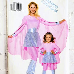 Mom & Daughter Super Heroes Costumes, Bodysuit, Cape, Skirt and Boot Covers, UNCUT Butterick 6199/P419, Adult Size 6-18, Child Size 2-6