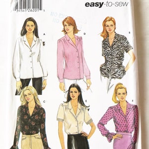 Classic Blouses with Notched Collar, Pleats at Yoke and Sleeve Variations, Easy to Sew, 6 Looks 1 Pattern, UNCUT Simplicity 5801, Size 8-14