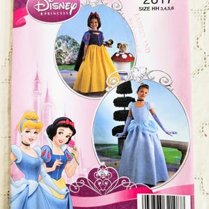 Disney Princess Children's Costumes, Snow White or Cinderella, UNCUT Simplicity 2817, Child Sizes 3-4-5-6