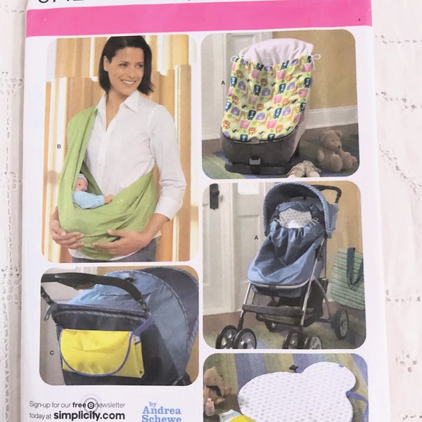 Accessoires pour bébé, Housse de poussette, Coussin pour siège d'auto, écharpe de portage, Porte-bébé, Matelas à langer de voyage, Cadeau de naissance, Simplicity 3712 non coupé