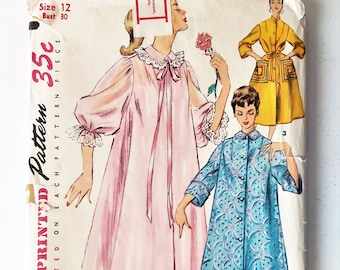 Vintage 50s SIMPLICITY 4972 Duster Negligee Housecoat Pattern 12 30 ...
