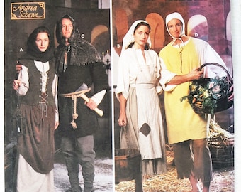Peasant Cosplay Costumes for Him & Her, Renaissance Reenactment, Medieval Look, by Andrea Schewe, UNCUT Simplicity 8587, Sizes XS-S-M-L-XL