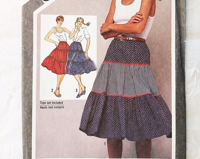 Boho 80s Three Tiered Peasant Skirt, Pull-on Skirt, Rick Rack or Ribbon ...