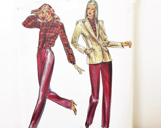 Vintage 80's blue pant suit 8 P Monique Fashions