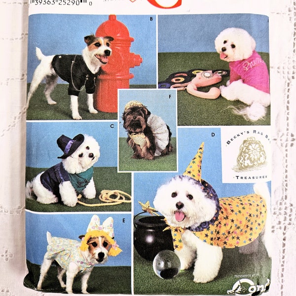 Dog & Puppy Costumes, Pet Coat T-Shirt and Hats, Small and Medium Dogs, by Becky's Rag Bag Treasures, Simplicity 9884