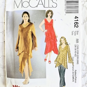 Plus Size Tunic Top, Elastic Waist Skirt and Pants, Asymmetric Hemlines, Sleeve and Neckline Variations, UNCUT McCall&#39;s 4162, Sizes 18-24