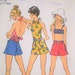Retro 1970s Simplicity 5034 Teen Halter Top & Shorts, Pantskirt, Bra Size 13/14 Bust 33.5 - summer holiday, vintage, Hippie, bandeau, Boho