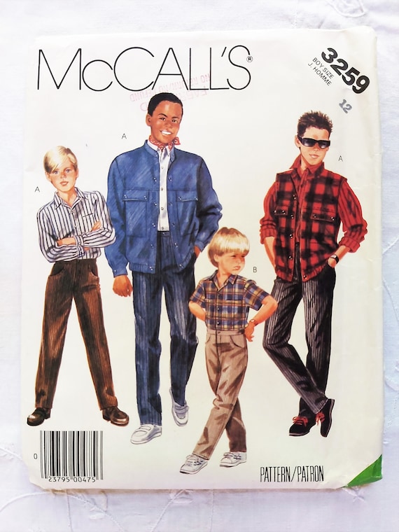 Tween Boys 80s Separates Bomber Jacket Bomber Vest Long or Short Sleeve Shirt Elastic Back Pants UNCUT Mccall s 3259 Boys Size 12 Etsy